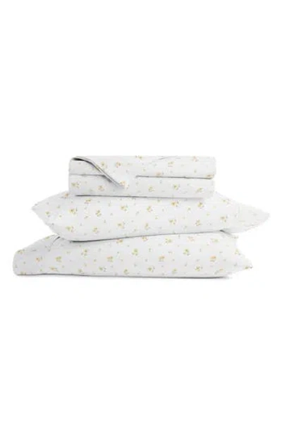 Homespun Kaycie Gray Ditsy Floral Microfiber Sheet Set In Yellow