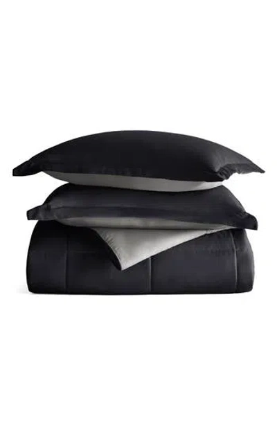 Homespun Premium Down Alternative Reversible Comforter Set In Black