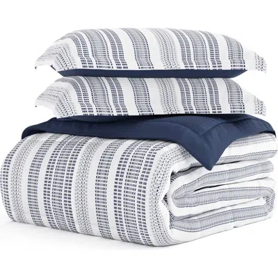 Homespun Premium Down Alternative Reversible Comforter Set In Blue