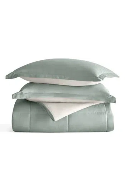 Homespun Premium Down Alternative Reversible Comforter Set In Eucalyptus/natural