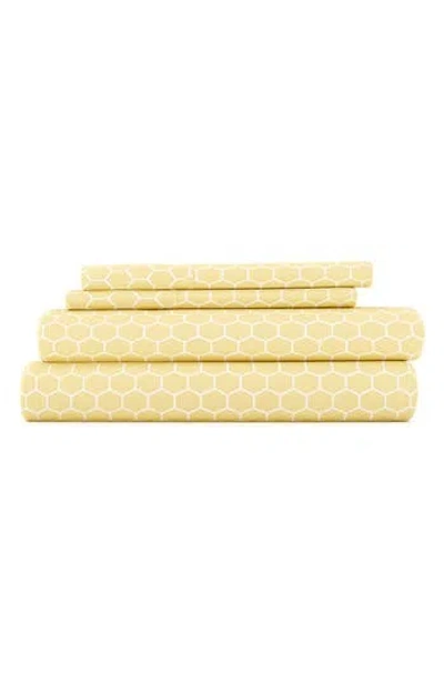 Homespun Premium Ultra Burst Of Vines Pattern 4-piece Bed Sheets Set In Yellow