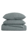 Homespun Seersucker Textured 3-piece Comforter Set In Blue