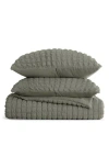 Homespun Seersucker Textured 3-piece Comforter Set In Green