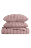 Homespun Seersucker Textured 3-piece Comforter Set In Pink