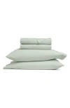 Homespun Solid Cotton Percale Sheet Set In Green