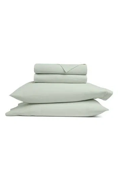 Homespun Solid Cotton Percale Sheet Set In Green