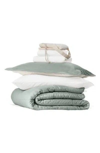 Homespun Ultimate College Essentials Bedding Bundle. In Eucalyptus/natural