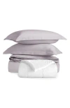 Homespun Vintage Washed Cotton Duvet Cover & Sham Set In Purple