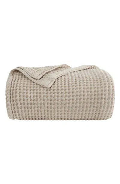 Homespun Waffle Weave Cotton Blanket In Brown