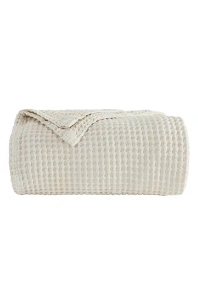 Homespun Waffle Weave Cotton Blanket In Brown