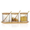 Homew Condiment Pot With Bamboo Spoon And Lid (11 Oz. Set Of 3)