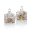 Homew Crystal Castle Glass Candy Dish/jar With Lid (set Of 2) - 3.7" X 4.4" H
