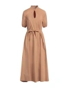 Homeward Clothes Woman Midi Dress Camel Size 8 Cotton, Elastane In Beige