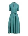 Homeward Clothes Woman Midi Dress Turquoise Size 4 Cotton, Elastane In Blue