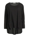Homeward Clothes Woman Top Black Size S Cotton, Elastane In Black