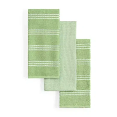 Homewear Addison Stripe 3-pc. Kitchen Towel Set In Green