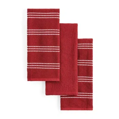 Homewear Addison Stripe 3-pc. Kitchen Towel Set In Red