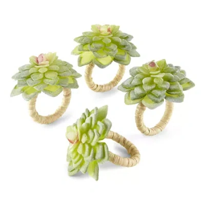 Homewear Succulent 4-pc. Napkin Ring In Green