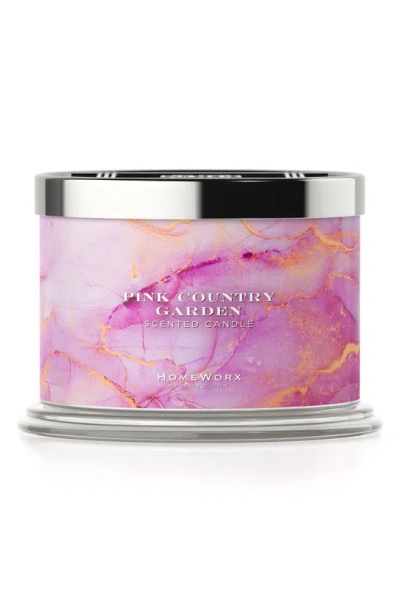 Homeworx By Slatkin & Co. Pink Country Garden Scented 3-wick Jar Candle In Red