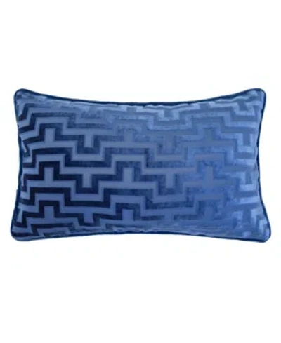 Homey Cozy Jasmine Modern Maze Rectangle Decorative Throw Pillow In Indigo