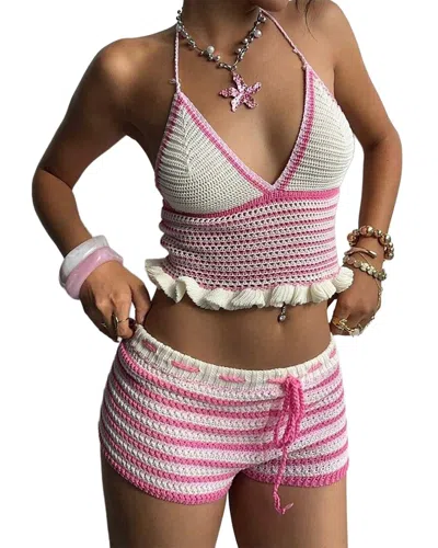Homeyee 2pc Top & Short Set In Pink