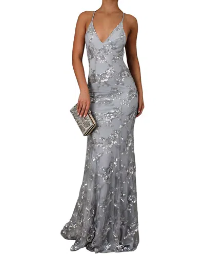 Homeyee Embellished Maxi Dress In Silver
