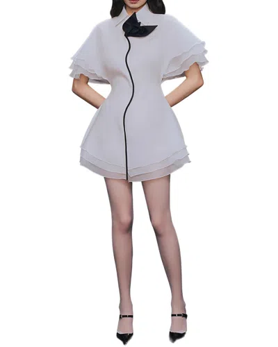 Homeyee Solid Mini Dress In White