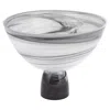 HOMEZIA 10" BLACK AND GRAY SWIRL MOUTH BLOWN GLASS FOOTED CENTERPIECE BOWL