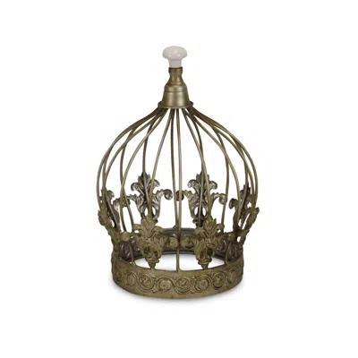 Homezia 10" Bronze Metal Hand Painted Decorative Crown In Brown
