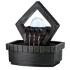 Homezia 10" Brown Polyresin Geo And Pebbles Tabletop Fountain With Led Light