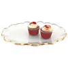 Homezia 10 Glass Oval Edge Gold Serving Platter In Multi