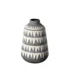 Homezia 10" Gray And Ivory Triangle Pattern Ceramic Vase