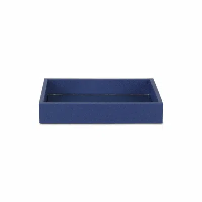 Homezia 10" Navy Blue Rectangular Wood Handmade Tray In Multi