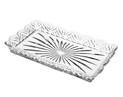 Homezia 10" Rectangular Cut Crystal Narrow Serving Tray In Multi