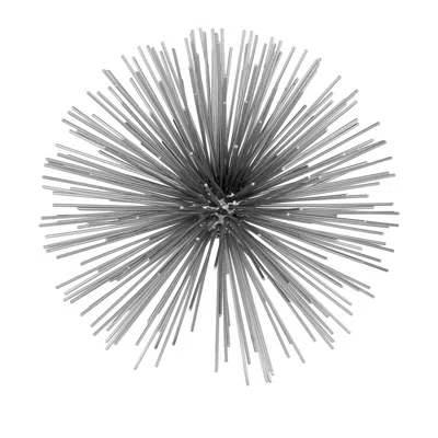 Homezia 10" Silver Metal Spiky Sphere Tabletop Sculpture