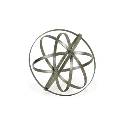 Homezia 10" Speckled Gray Metal Orb Decorative Sculpture In Gold