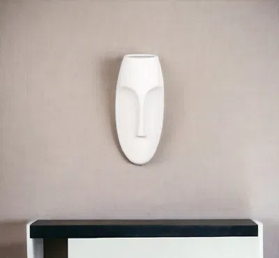 Homezia 10" White Mod Abstract Face Ceramic Wall Decor