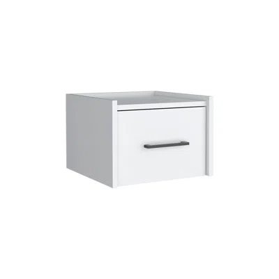 Homezia 10" White One Drawer Faux Wood Floating Nightstand