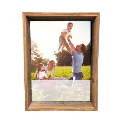 Homezia 10" X 10" Rustic Farmhouse Dark Gray Wood Shadow Box In Multi