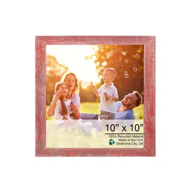 HOMEZIA 10" X 10" RUSTIC FARMHOUSE RED WOOD FRAME