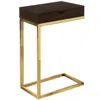 Homezia 10.25" X 15.75" X 24.5" Cappuccino Finish And Gold Laminated Drawer Accent Table