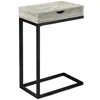 Homezia 10.25" X 15.75" X 24.5" Grey Finish Drawer And Black Metal Accent Table