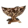 Homezia 11" Brown And Gold Polyresin Decorative Bowl With Orbs