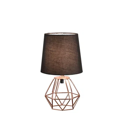 Homezia 11" Copper Bedside Table Lamp With Black Empire Shade In Brown
