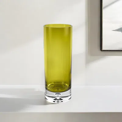 Homezia 11" Green Crystal Glass Cylinder Table Vase