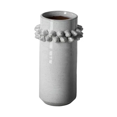 Homezia 11" Organic Style Whitewash Spikely Ceramic Vase
