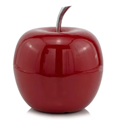 Homezia 11" Red Aluminum Decorative Apple Tabletop Sculpture