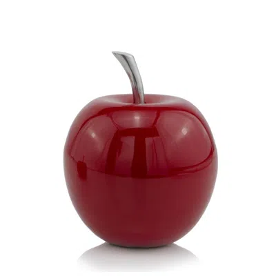 Homezia 11" Red And Silver Aluminum Decorative Apple