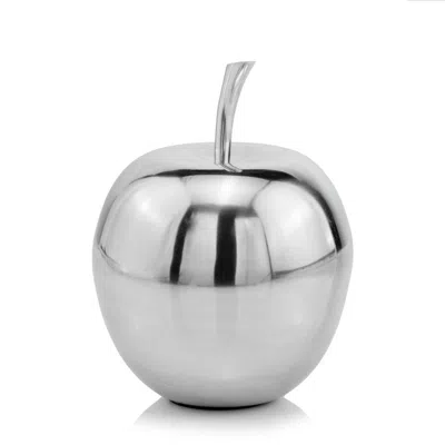 Homezia 11" Silver Buffed Aluminum Decorative Apple Tabletop Sculpture