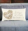 Homezia 11" X 21" Ivory Home Is Where The Heart Is Throw Pillow